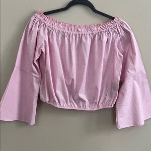 Bebe stripe bell sleeve crop top size red /white medium new